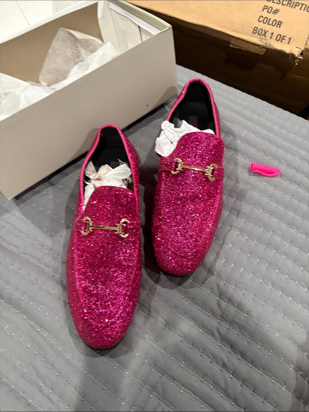 Men's Pink Glitter Loafers with Gold Bit Hardware bravo men’s size 10.5 - Picture 2 of 5